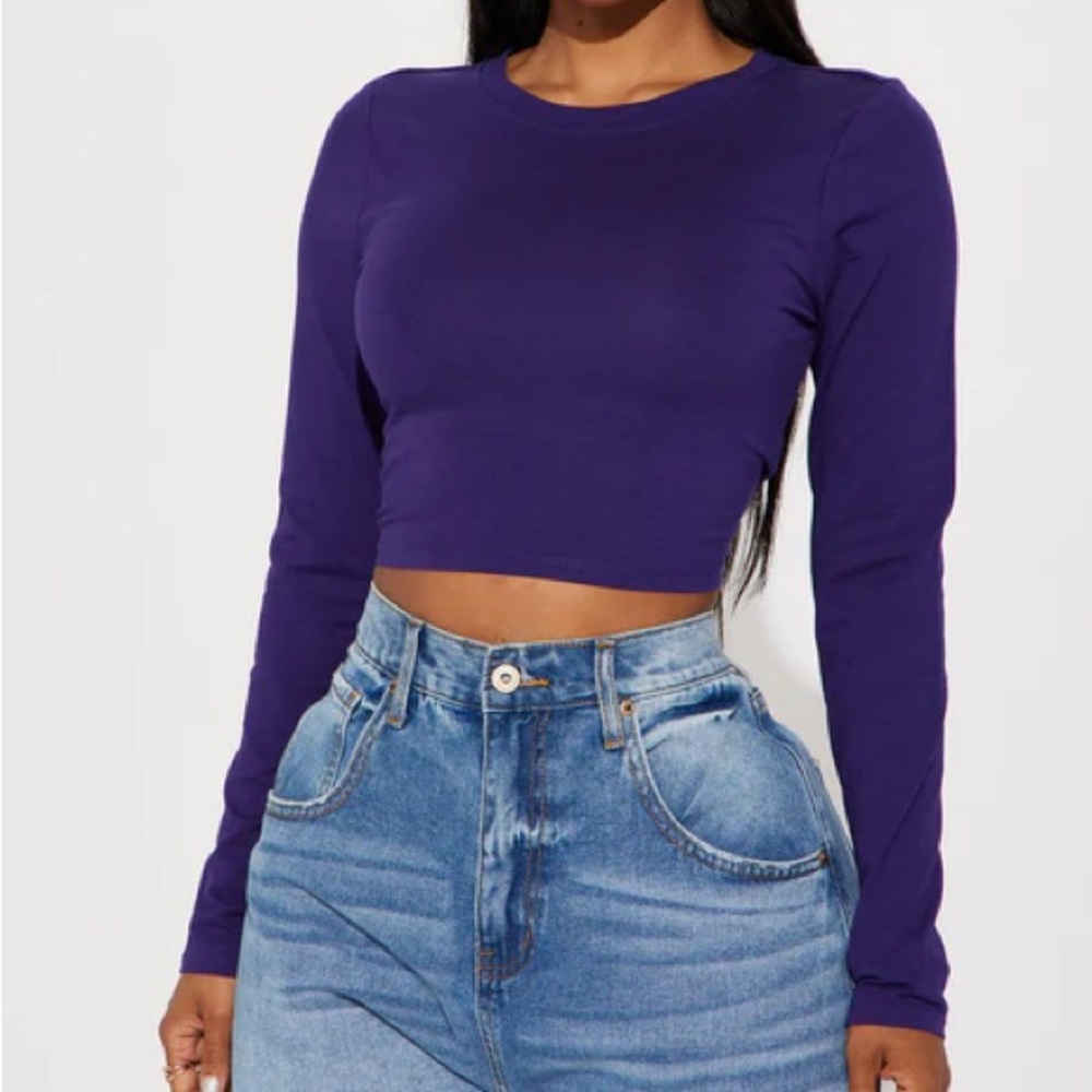 Purple long sleeve crop top